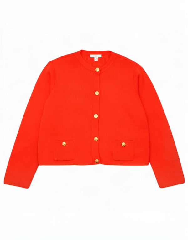 Suéter cardigã feminino Marks & Spencer folgado Reino Unido 14 acrílico vermelho médio
