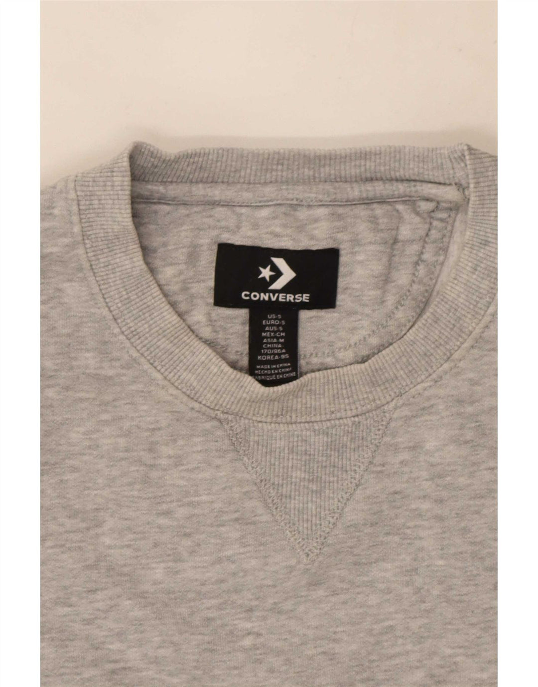Converse masculino Chuck Taylor moletom jumper pequeno cinza manchado de algodão
