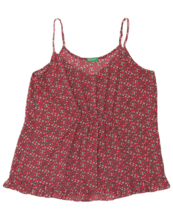 Benetton Cami Top Feminino UK 12 Médio Vermelho Floral