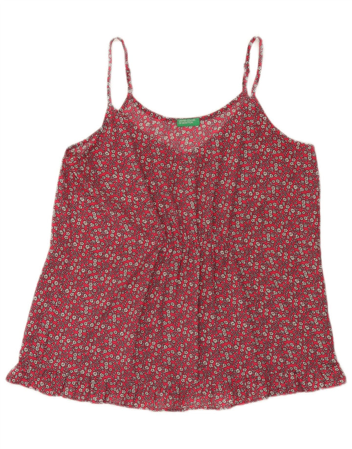 Benetton Cami Top Feminino UK 12 Médio Vermelho Floral
