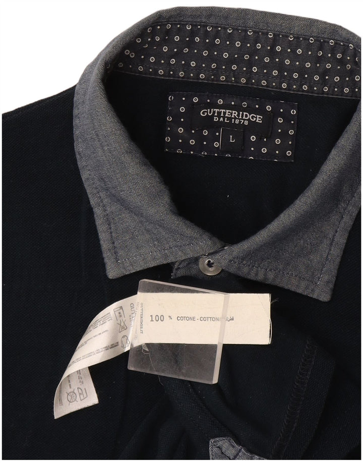 Camisa polo masculina Gutteridge grande algodão azul marinho