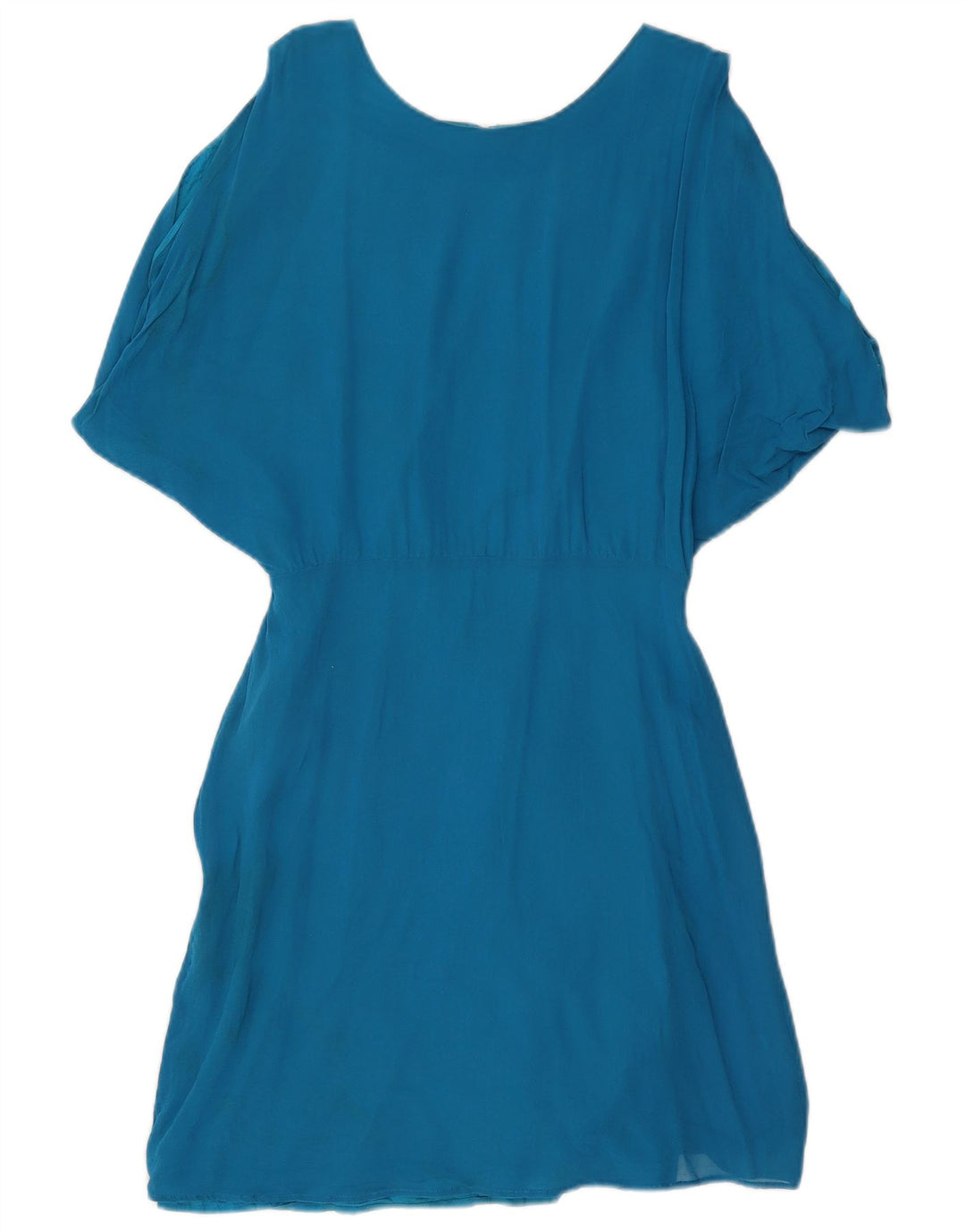 Stefanel vestido feminino oversized com ombros de fora evasê US 8 azul médio