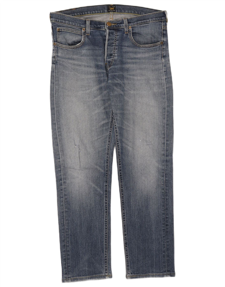 Lee Womens Daren Straight Jeans W34 L30 Azul Algodão
