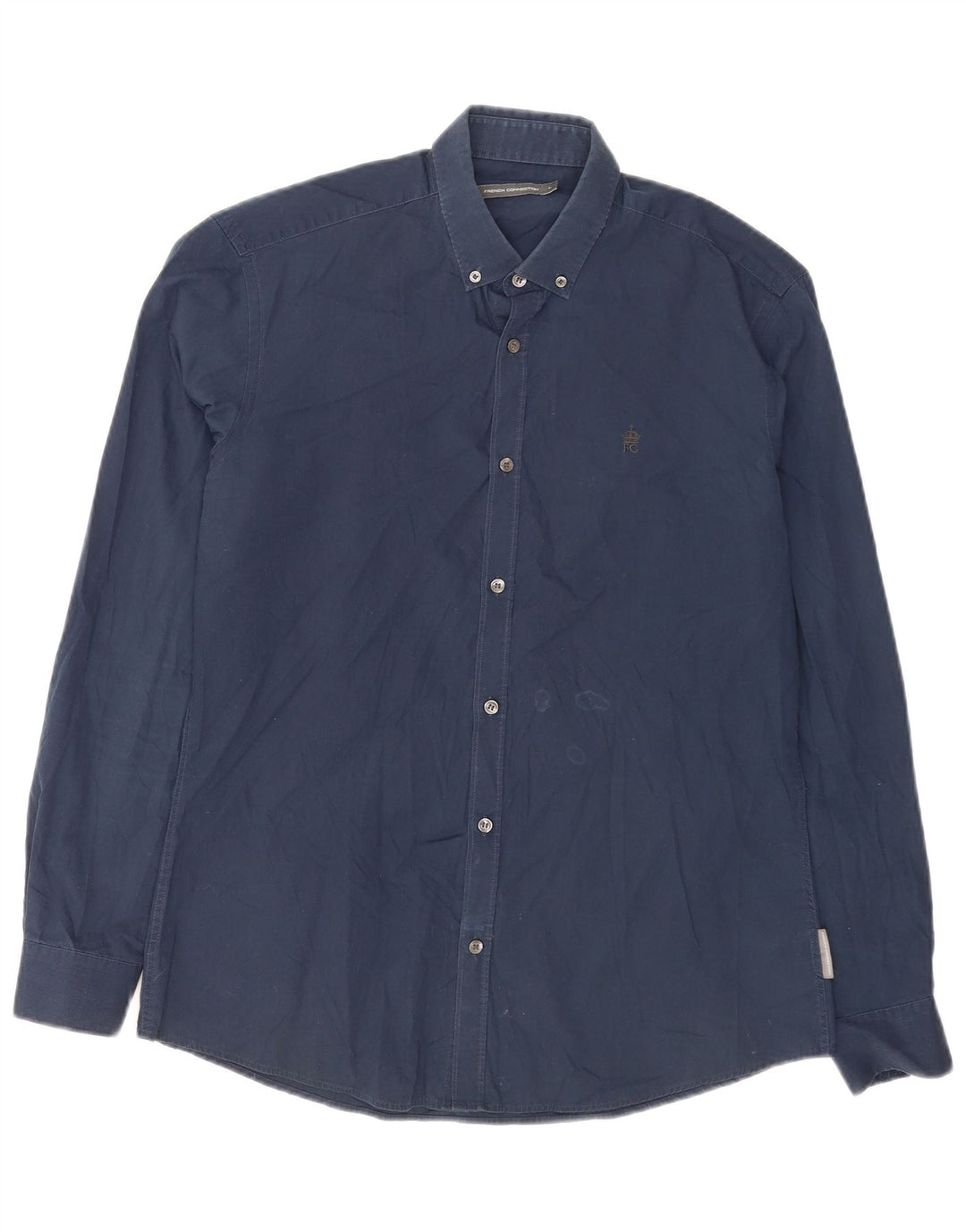 Camisa masculina French Connection grande algodão azul marinho
