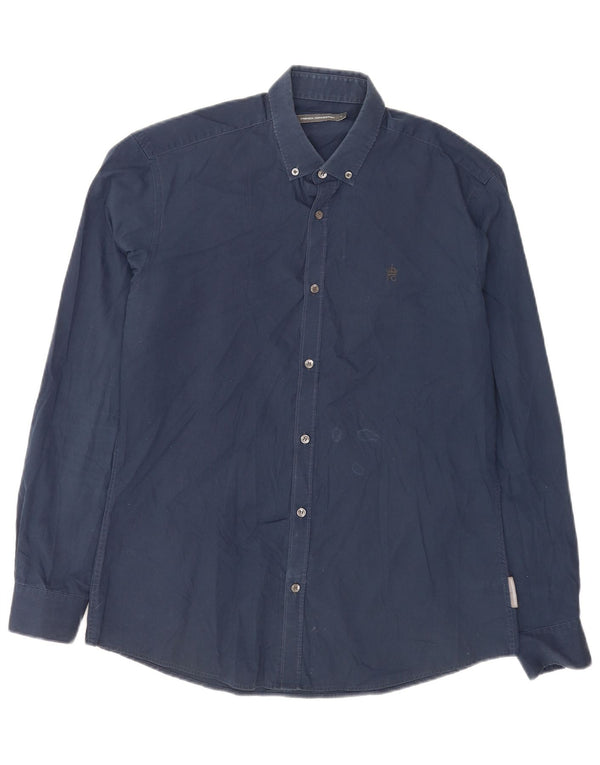 Camisa masculina French Connection grande algodão azul marinho