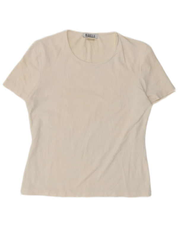 Camiseta feminina Marella UK 14 grande poliamida branca
