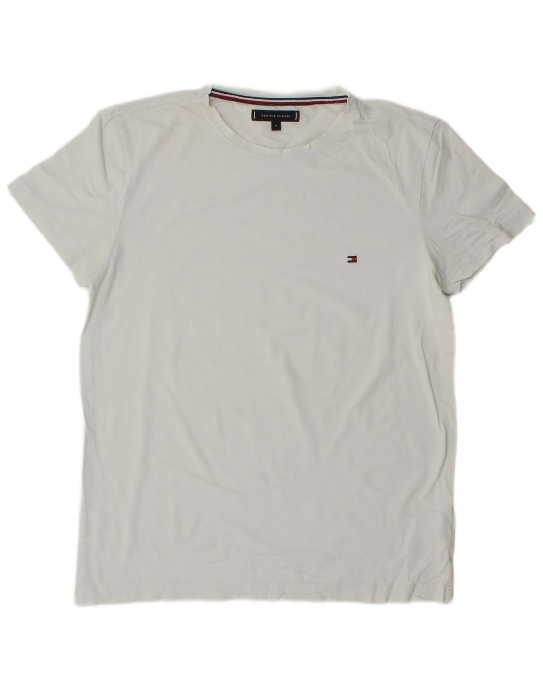 Camiseta masculina Tommy Hilfiger Top médio algodão branco