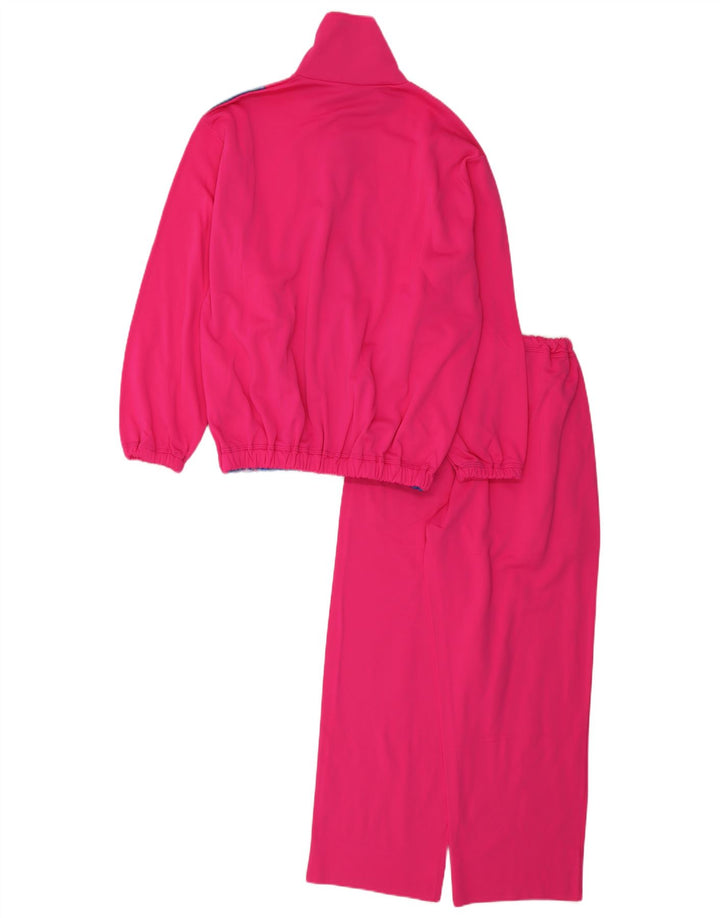 Fato de treino feminino vintage UK 16 grande bloco colorido rosa
