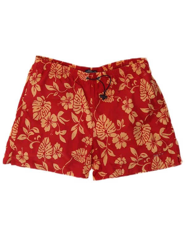 Shorts de natação masculino Gant médio vermelho floral nylon