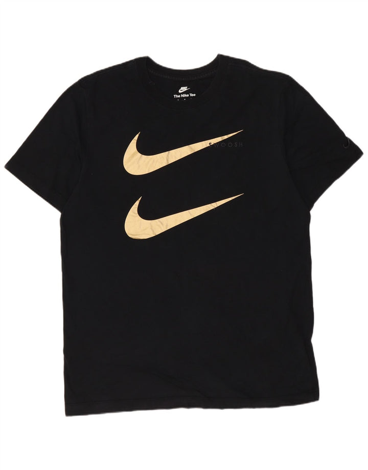Camiseta Nike masculina Swoosh gráfica top médio algodão preto