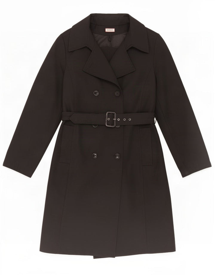 Trench Coat feminino UK 10 pequeno preto poliamida