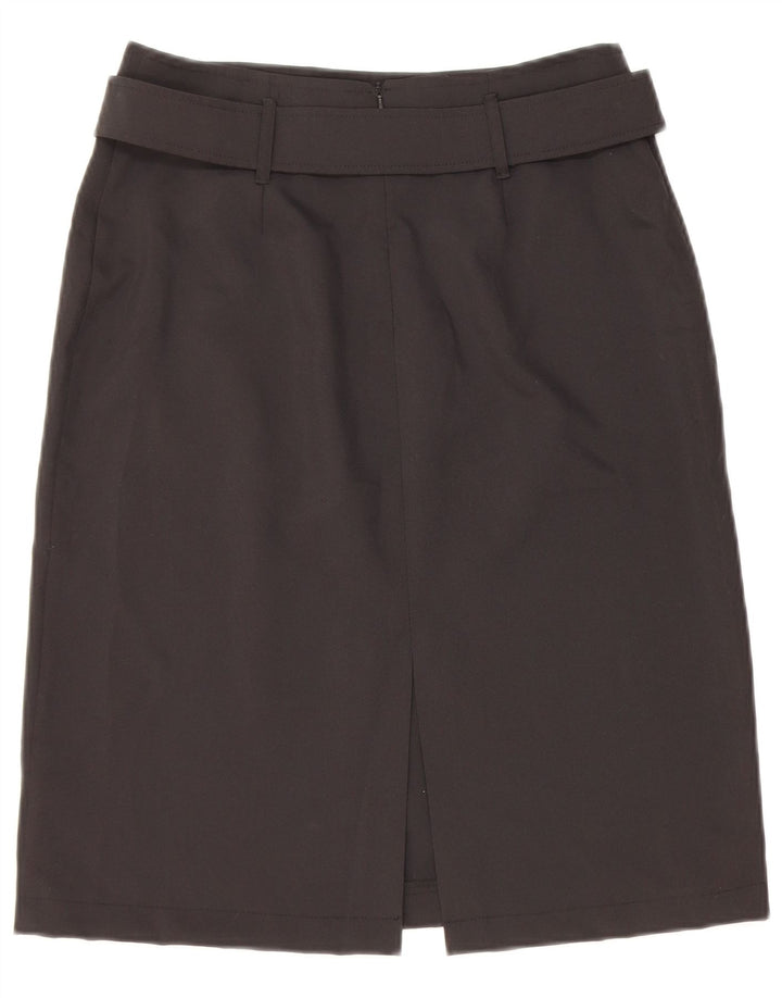 Saia lápis de cintura alta feminina vintage IT 42 poliéster preto W26 médio