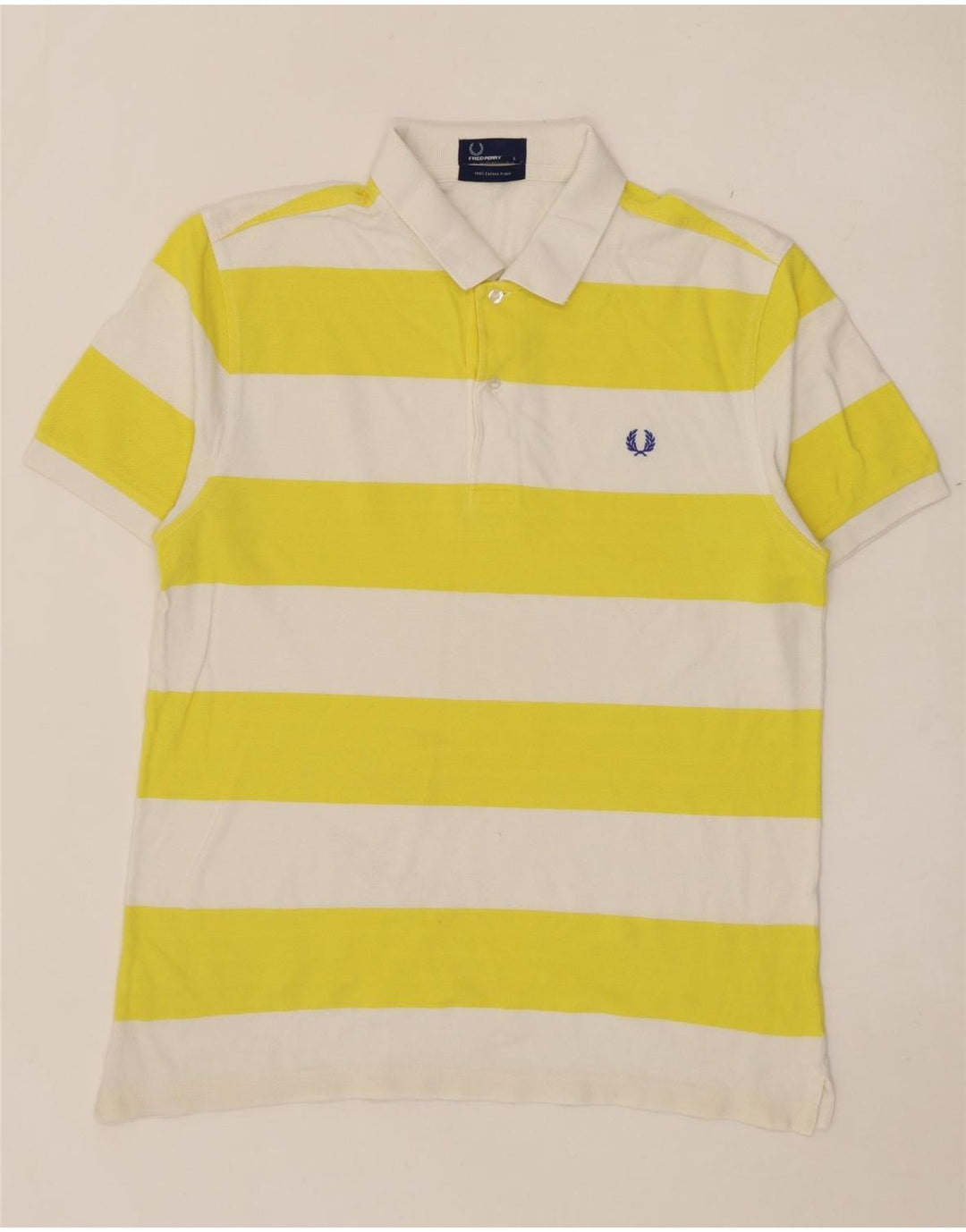 Camisa polo masculina Fred Perry grande algodão listrado amarelo