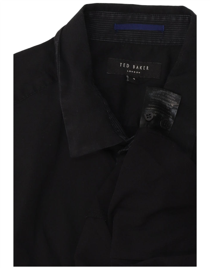 Camisa masculina Ted Baker tamanho 4 grande algodão preto