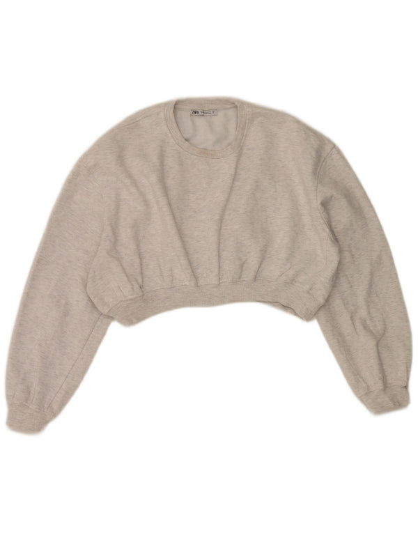 Zara moletom feminino oversized crop suéter Reino Unido 10 pequeno cinza manchado