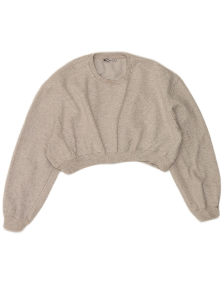 Zara moletom feminino oversized crop suéter Reino Unido 10 pequeno cinza manchado
