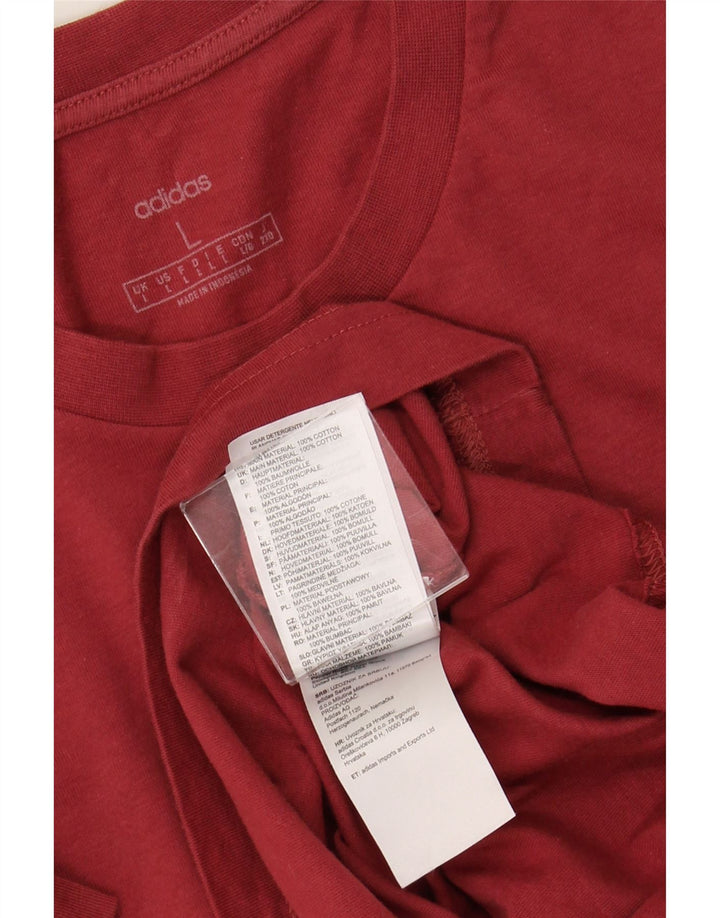 ADIDAS Mens Graphic T-Shirt Top Grande Algodão Vermelho