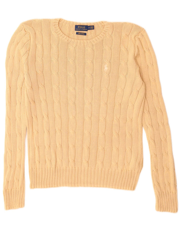 Suéter feminino Polo Ralph Lauren com gola redonda, 12 algodão bege médio