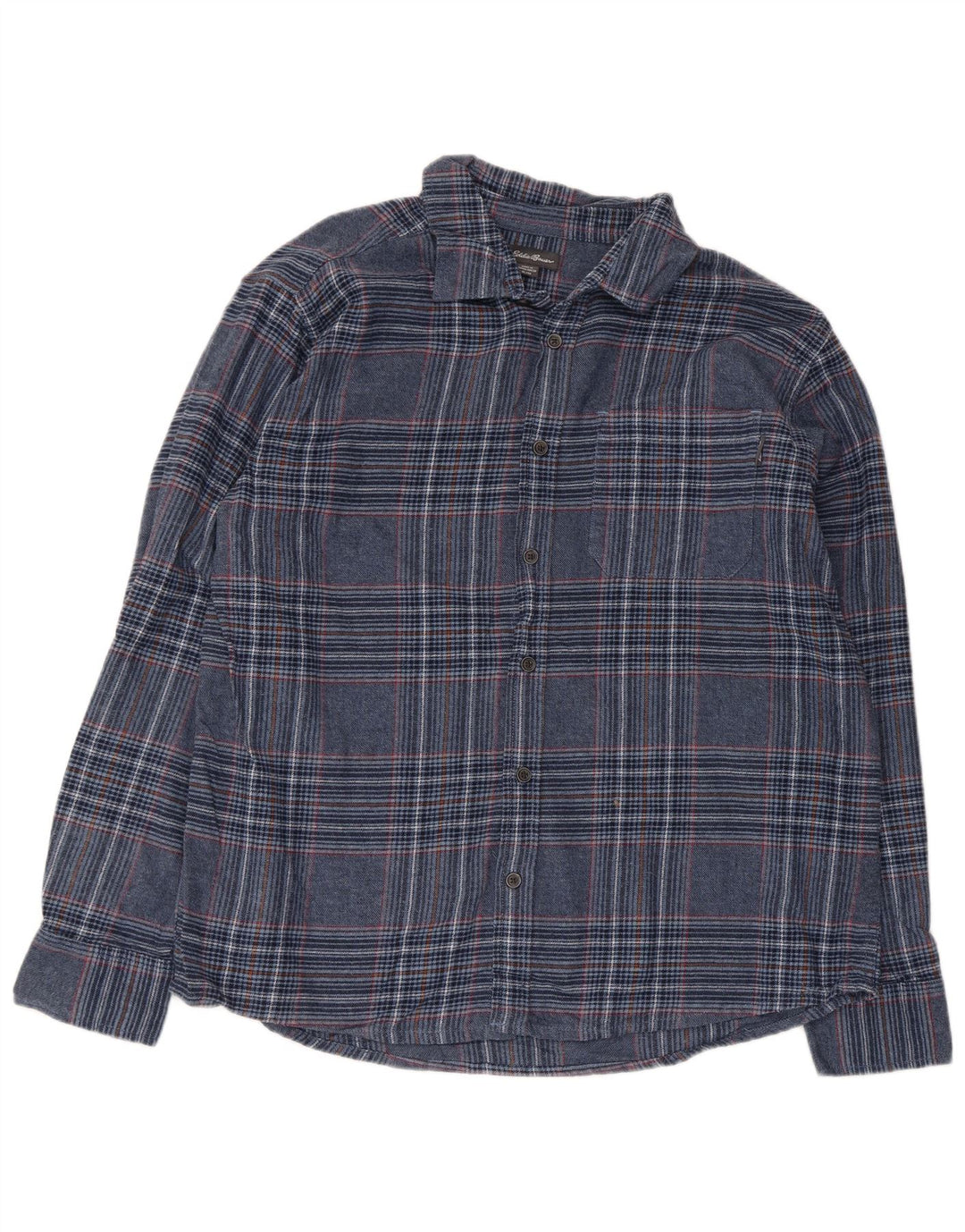 Camisa masculina de flanela Eddie Bauer XL azul xadrez algodão