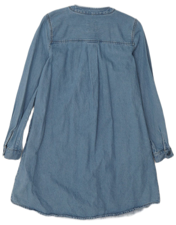 Vestido jeans de manga comprida feminino Fat Face UK 8 algodão azul pequeno