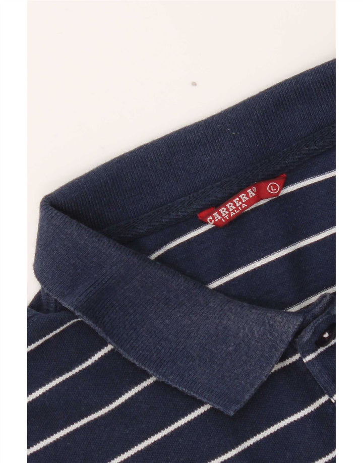 Camisa polo masculina Carrera de manga curta grande listrada azul marinho