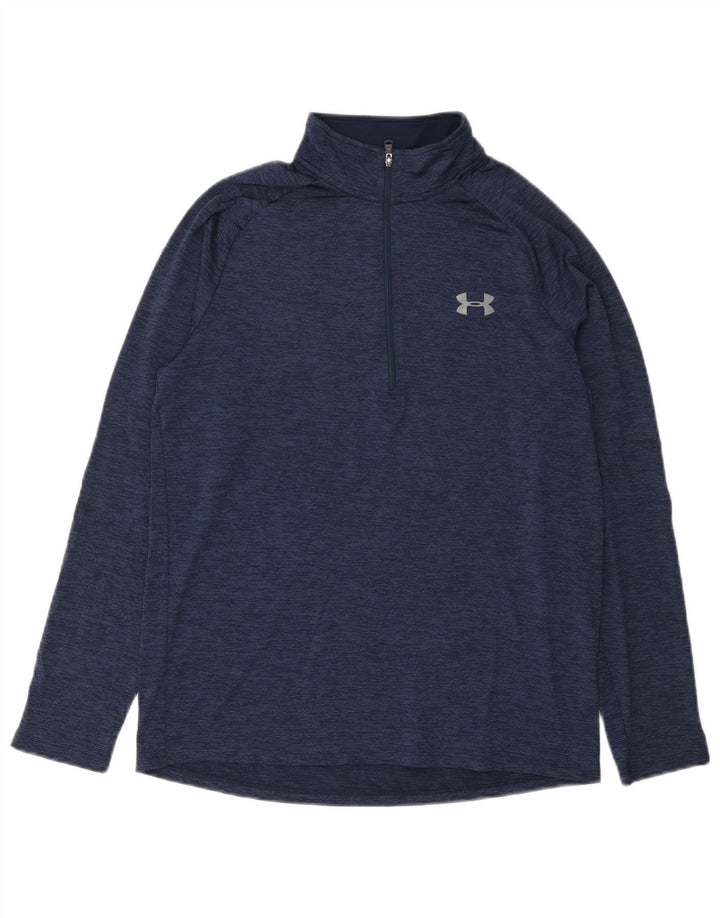 Under Armour Mens Heat Gear Pulôver Treino Top Médio Azul Marinho Salpicado