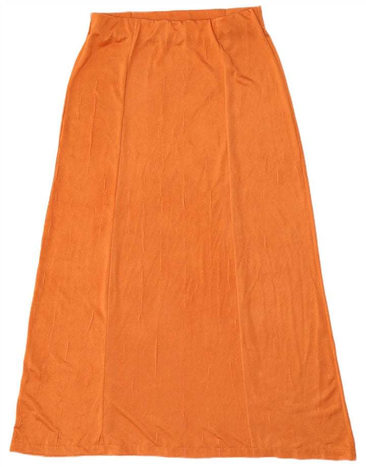Zara Saia maxi feminina de cintura alta grande W30 poliéster laranja