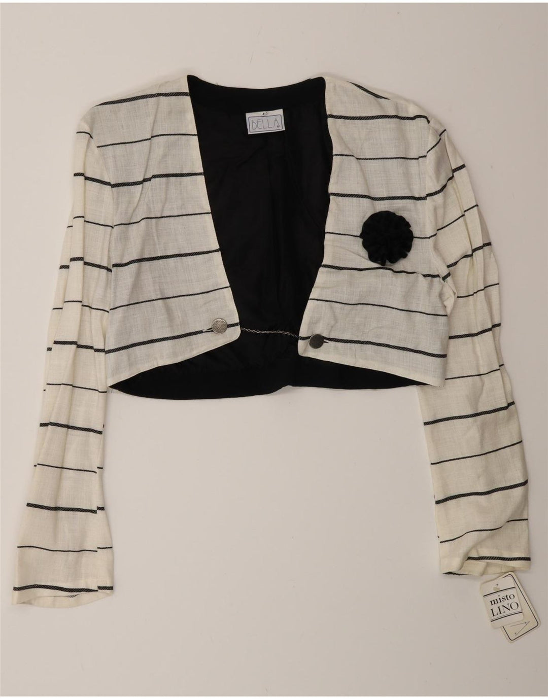 Bolero feminino vintage com peito duplo IT 44 listrado branco médio
