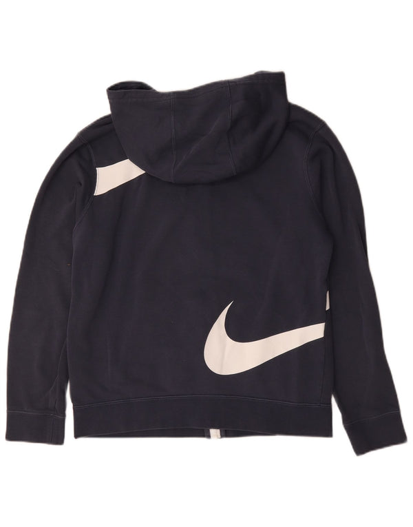 Suéter Nike Boys Swoosh Graphic Zip com capuz 13-14 anos XL azul marinho algodão