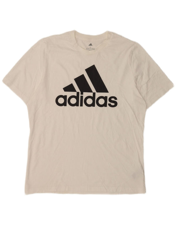 ADIDAS Mens Graphic T-Shirt Top Grande Algodão Branco