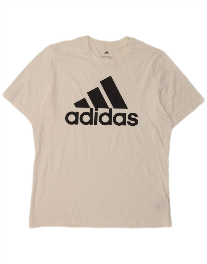 ADIDAS Mens Graphic T-Shirt Top Grande Algodão Branco