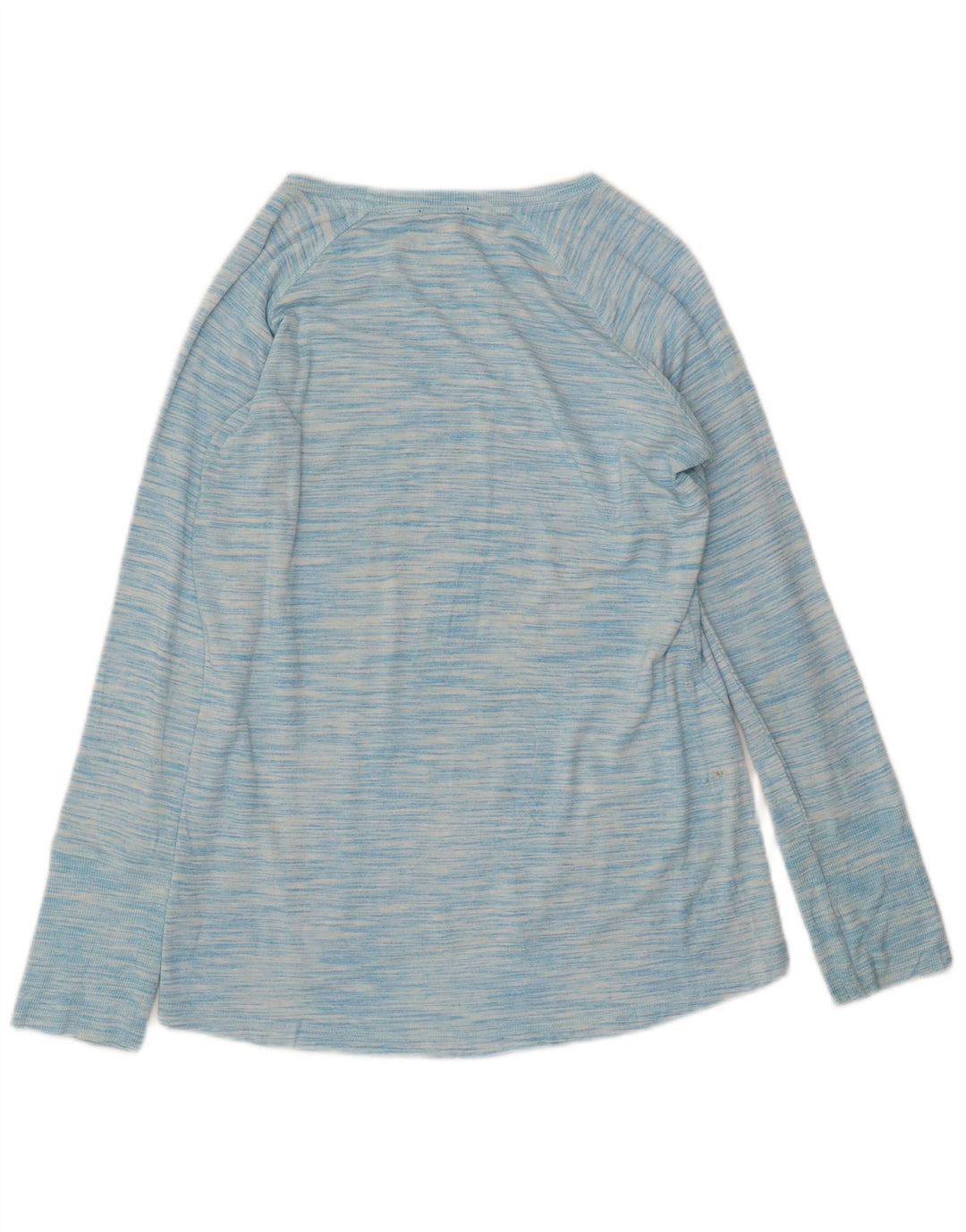 CHAMPION moletom feminino jumper UK 14 rayon manchado azul médio