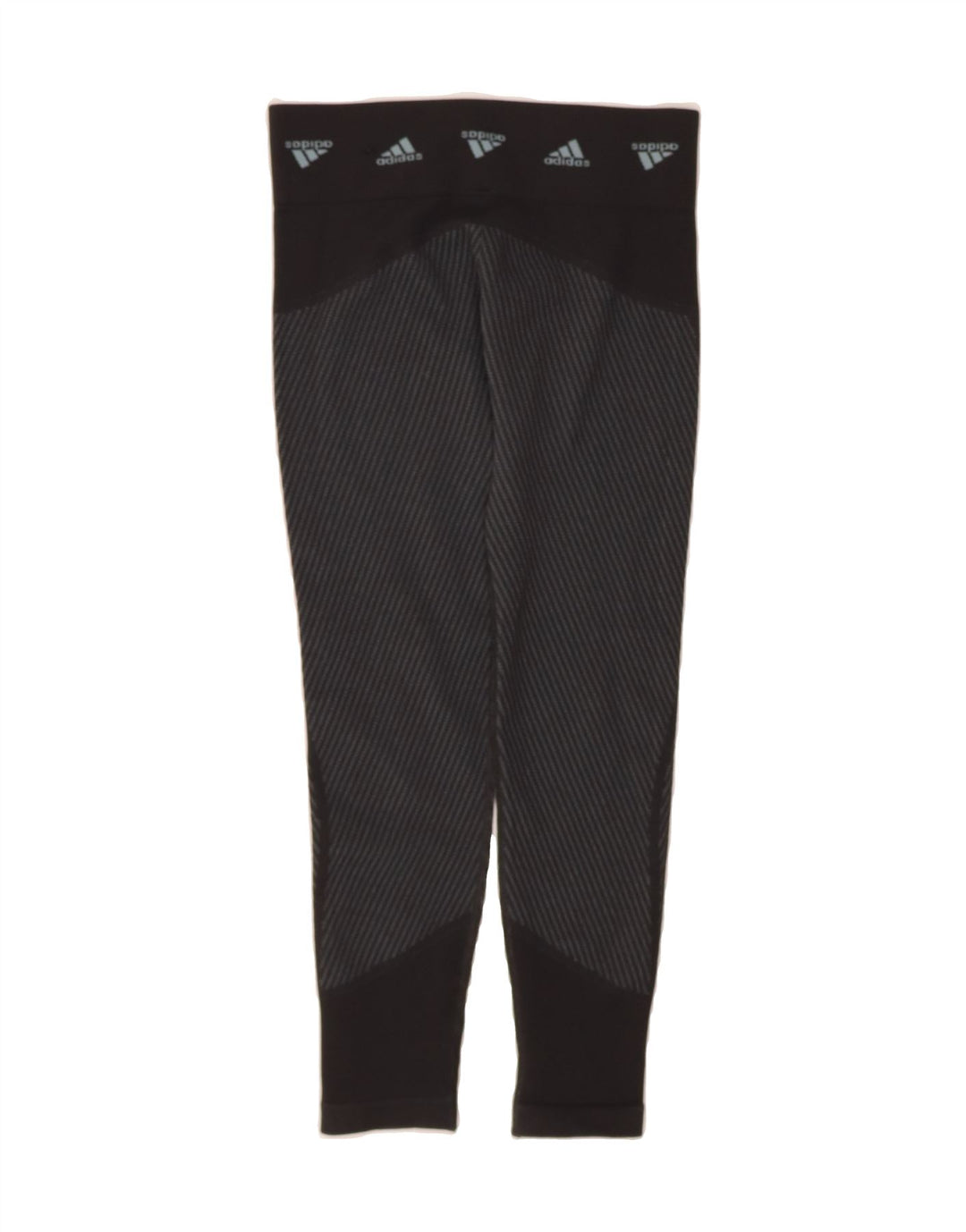 ADIDAS Womens Capri Graphic Leggings UK 12/14 Medium  Black Striped Vintage Adidas and Second-Hand Adidas from Messina Hembry 
