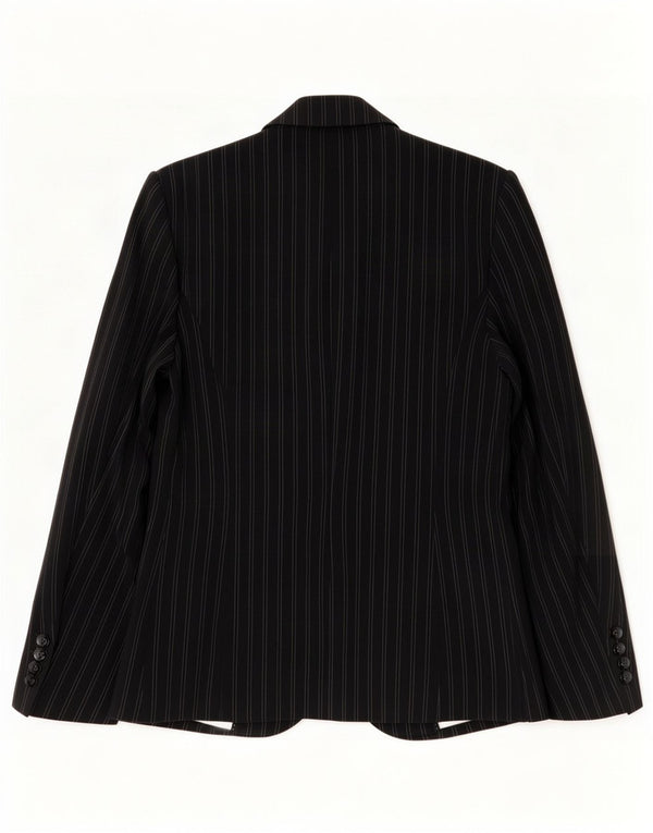 Jaqueta blazer feminina Marks & Spencer com 1 botão Reino Unido 12 listras pretas médias