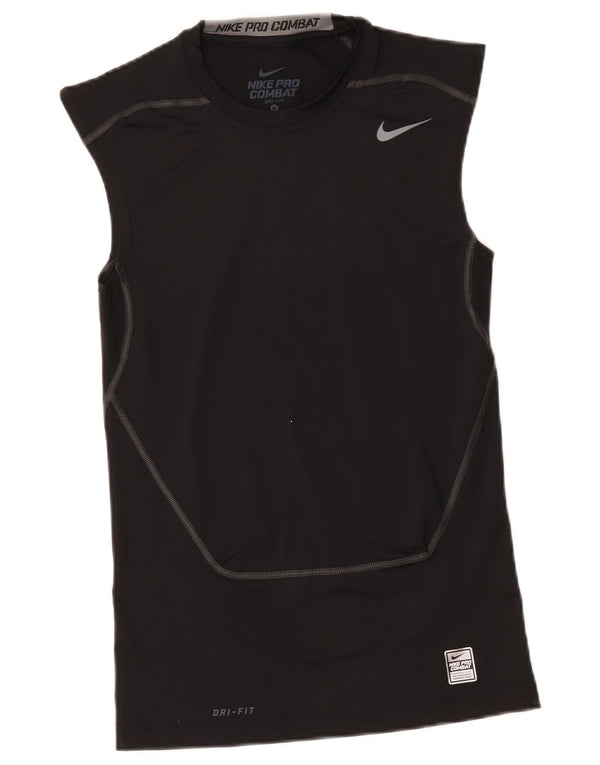 NIKE Womens Dri Fit Vest Top UK 12 Médio Preto Poliéster