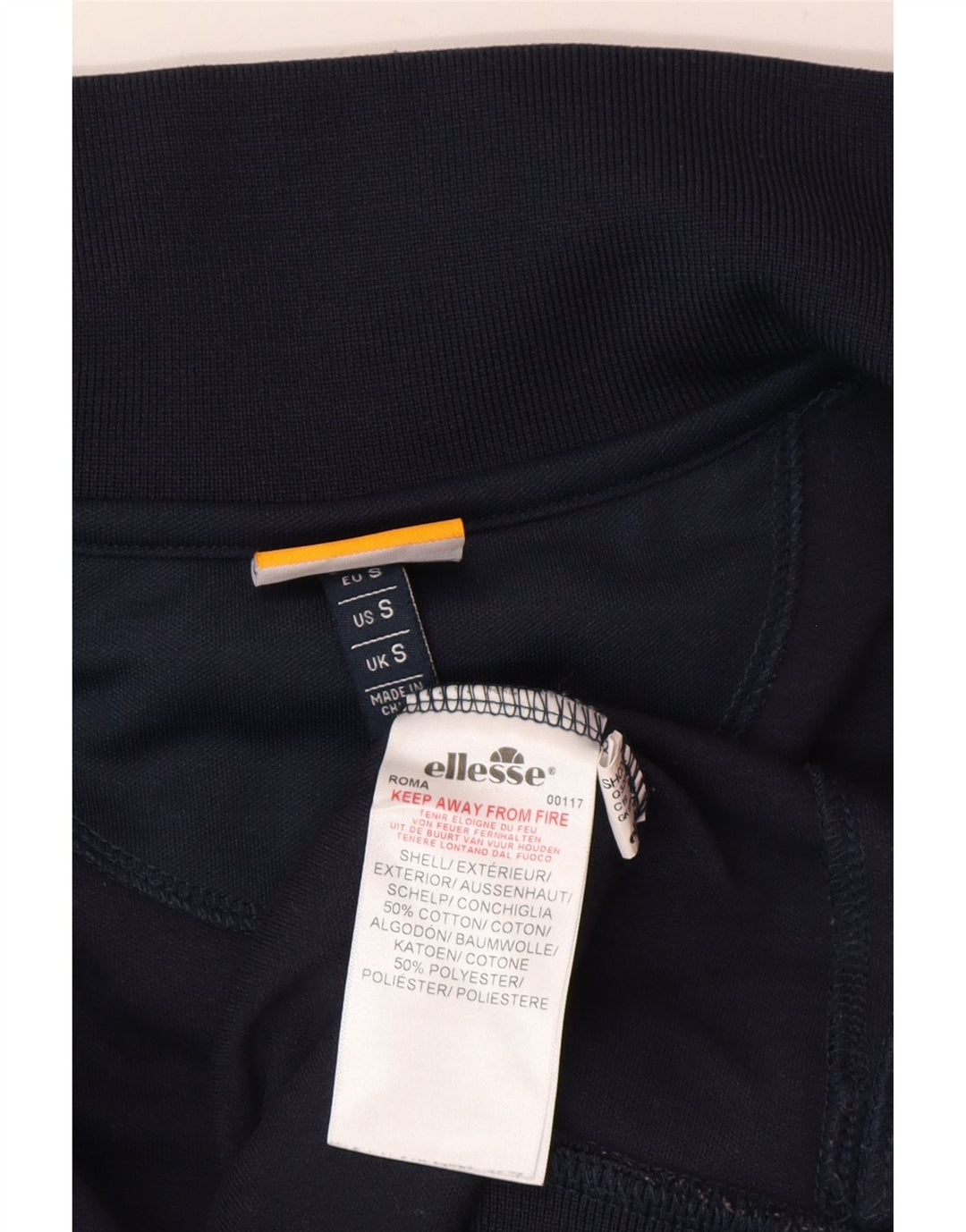 Ellesse Mens Treino Top Jaqueta Pequena Algodão Azul Marinho