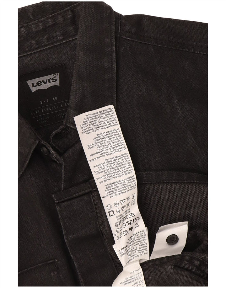 Camisa jeans masculina Levi's pequena preta de algodão