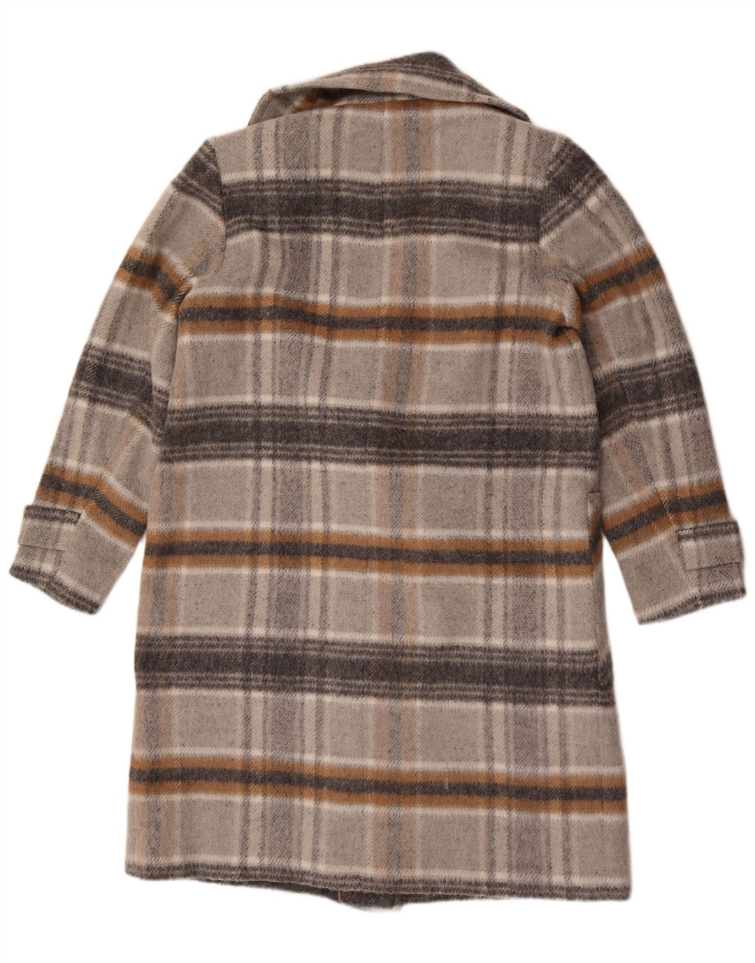Casaco feminino Marks & Spencer com peito duplo Reino Unido 16 grande xadrez cinza