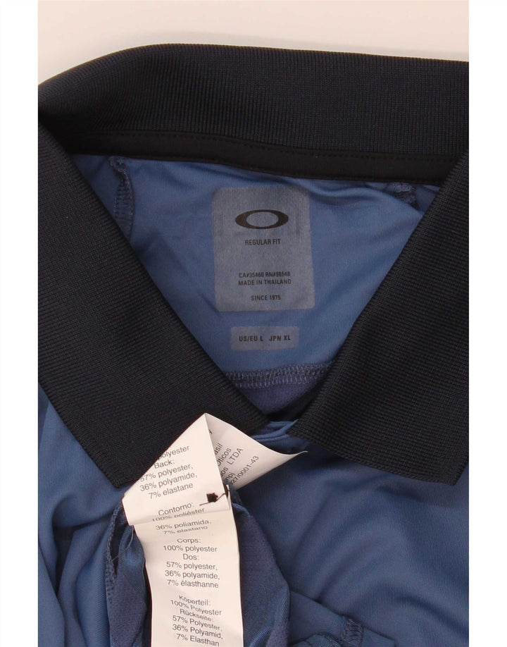 Camisa polo masculina Oakley Regular Fit grande poliéster listrado azul