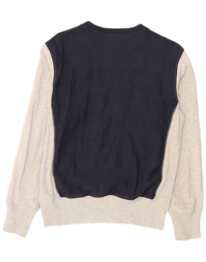 Champion moletom gráfico feminino jumper UK 14 bloco colorido cinza médio
