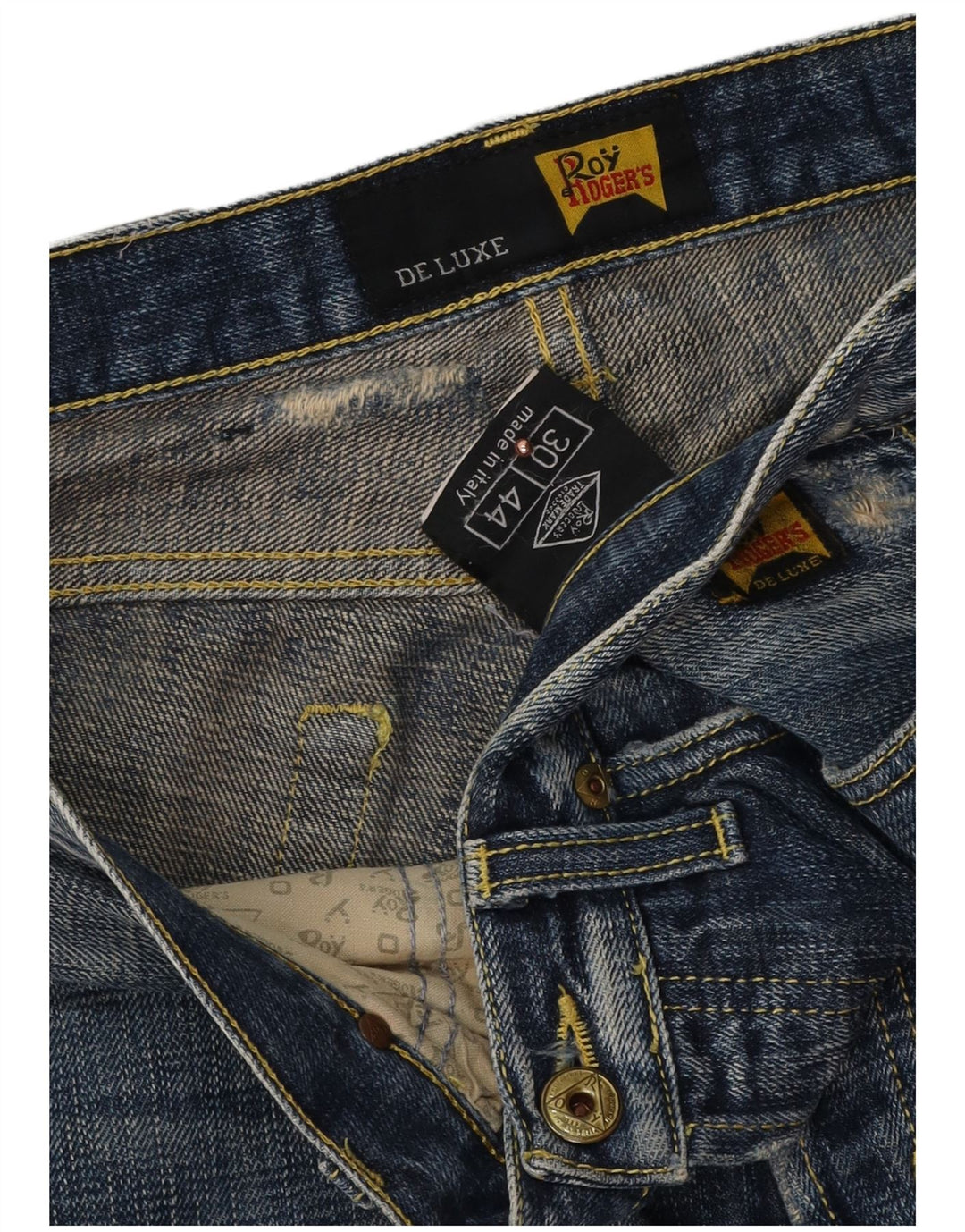 Roy Rogers Womens De Luxe Distressed Slim Jeans W30 L31 Azul Marinho Algodão