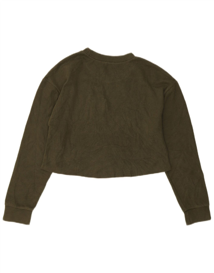 Zara Womens Crop Top Manga Longa Reino Unido 10 Pequeno Verde
