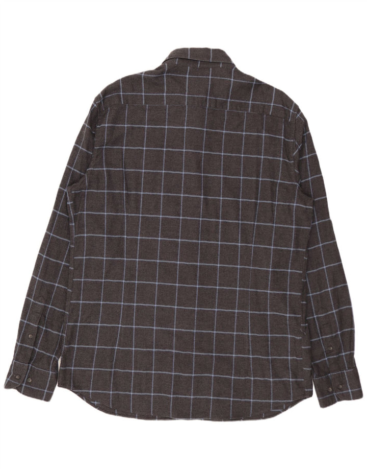 Camisa masculina de flanela MASSIMO DUTTI XL algodão xadrez cinza