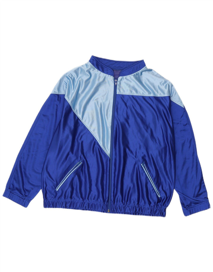Casaco de treino masculino vintage XL azul colorblock