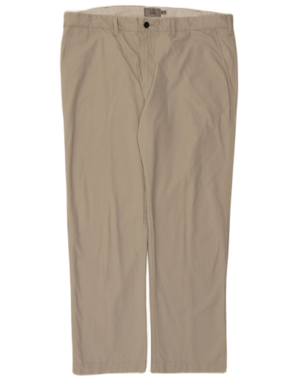 Calça chino reta masculina Marks & Spencer W40 L31 algodão bege