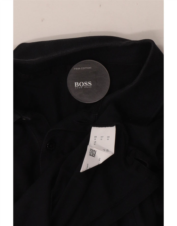 Camisa polo masculina HUGO BOSS de algodão preto médio