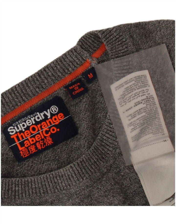 Suéter masculino Superdry com gola redonda e algodão manchado cinza médio