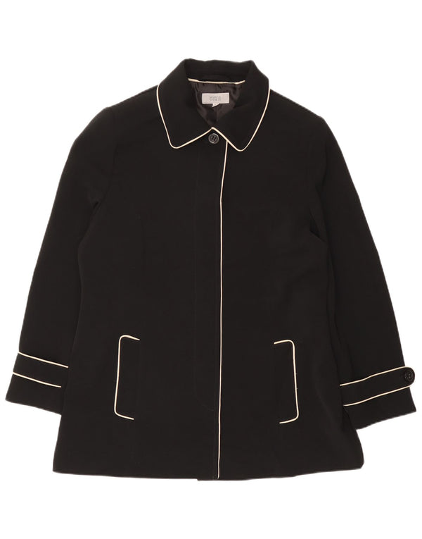 Casaco impermeável curto feminino Marks & Spencer Reino Unido 16 grande poliéster preto