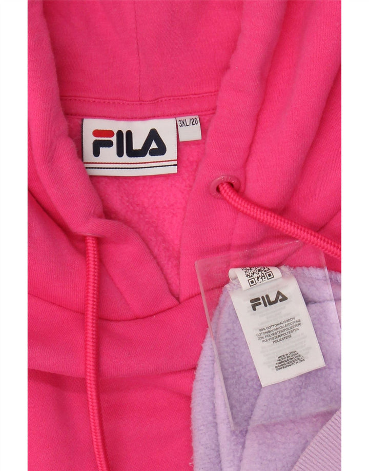 FILA moletom com capuz gráfico feminino UK 22 3XL bloco colorido multicolorido