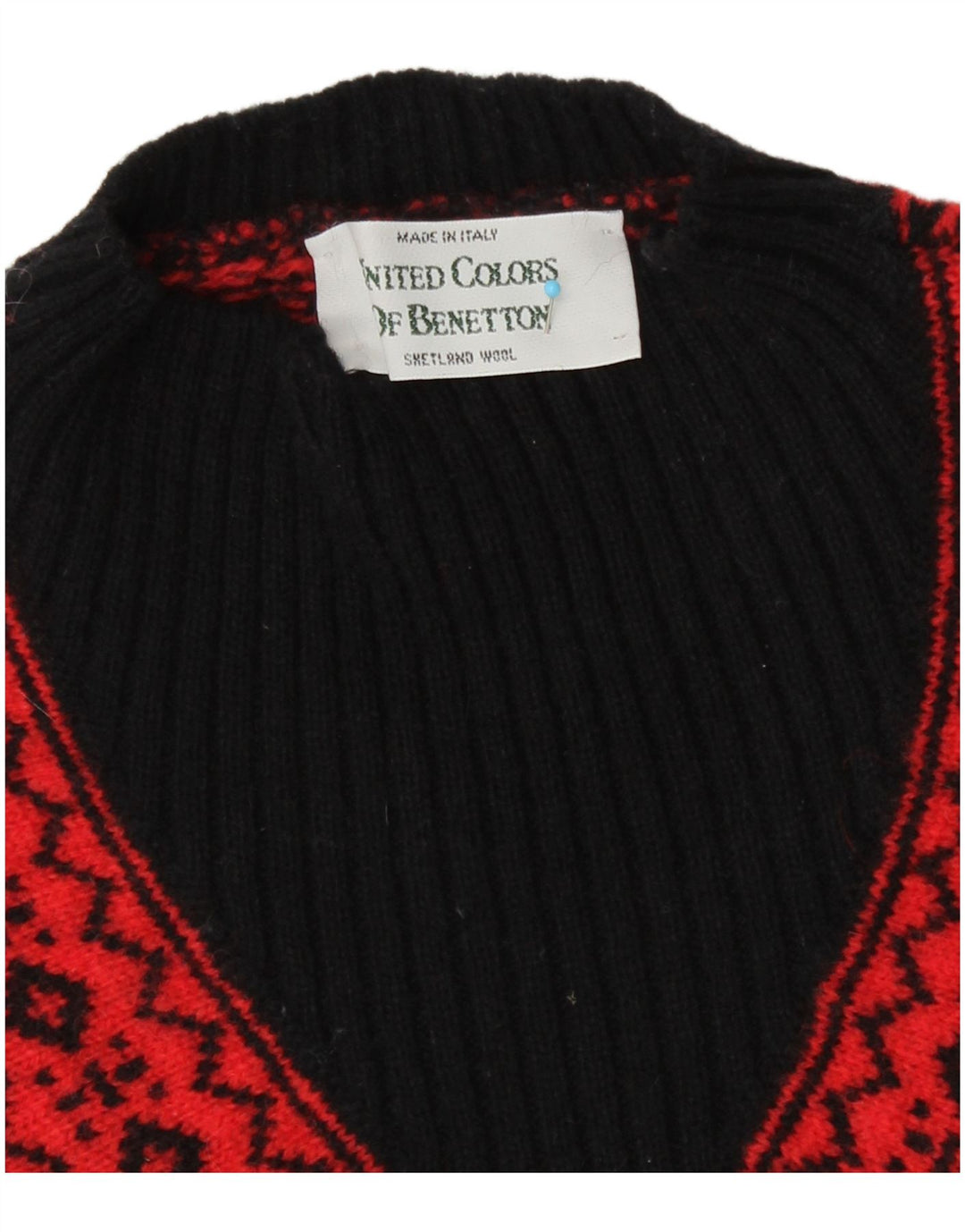 Suéter feminino Benetton com gola tartaruga Reino Unido 14 médio vermelho retrô